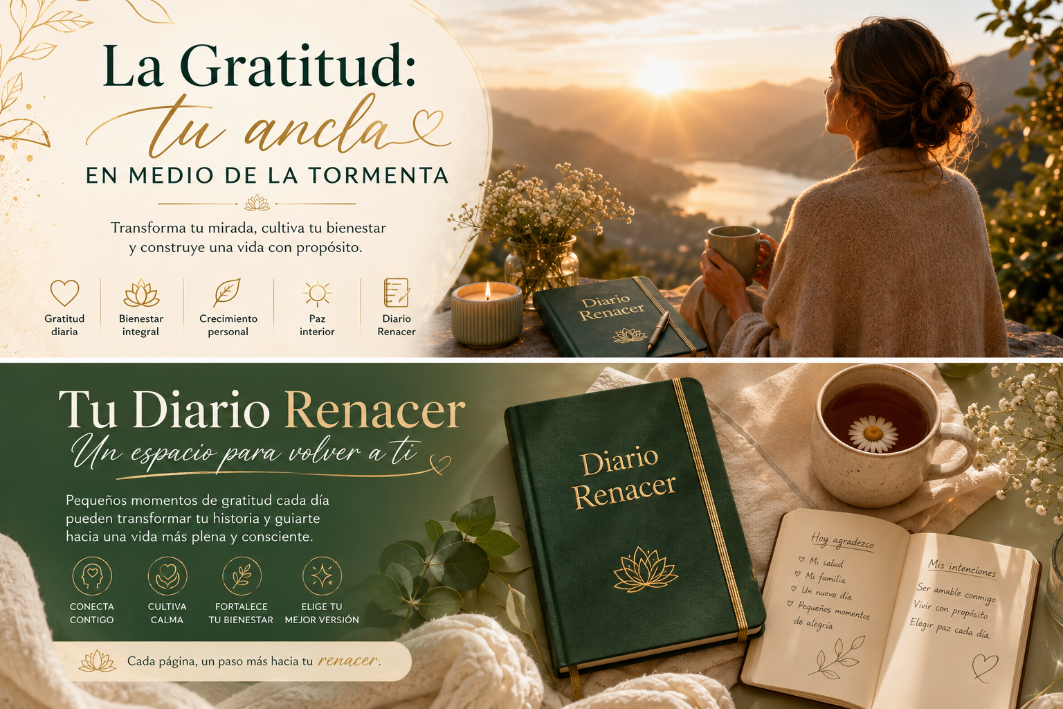 La gratitud, tu ancla en medio de la tormenta — Diario Renacer, un espacio para volver a ti.